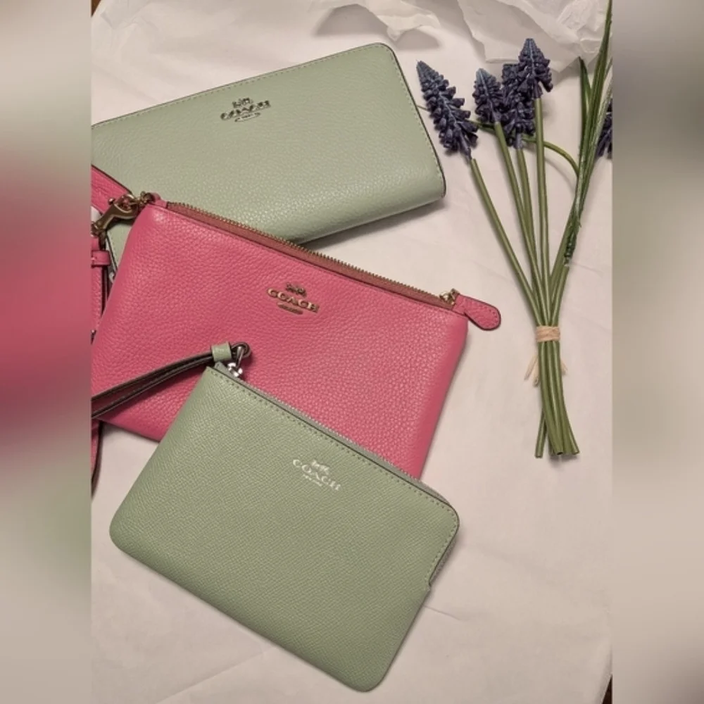 NWT! Coach Pebbled Leather Mollie (Large) Tote in PALE PISTACHIO - Picture 8 of 8